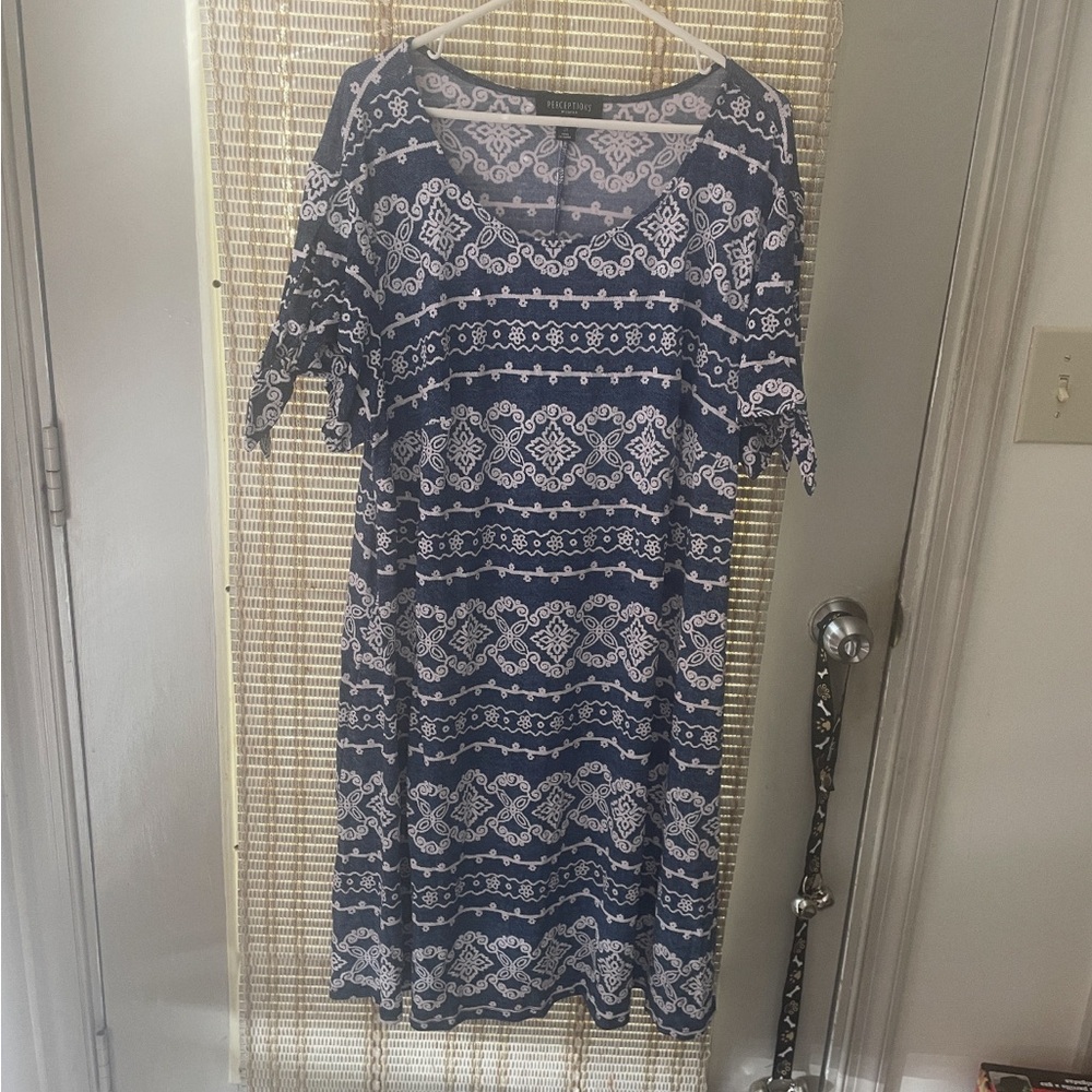 Perceptions Blue and White Flutter Sleeve Sundress